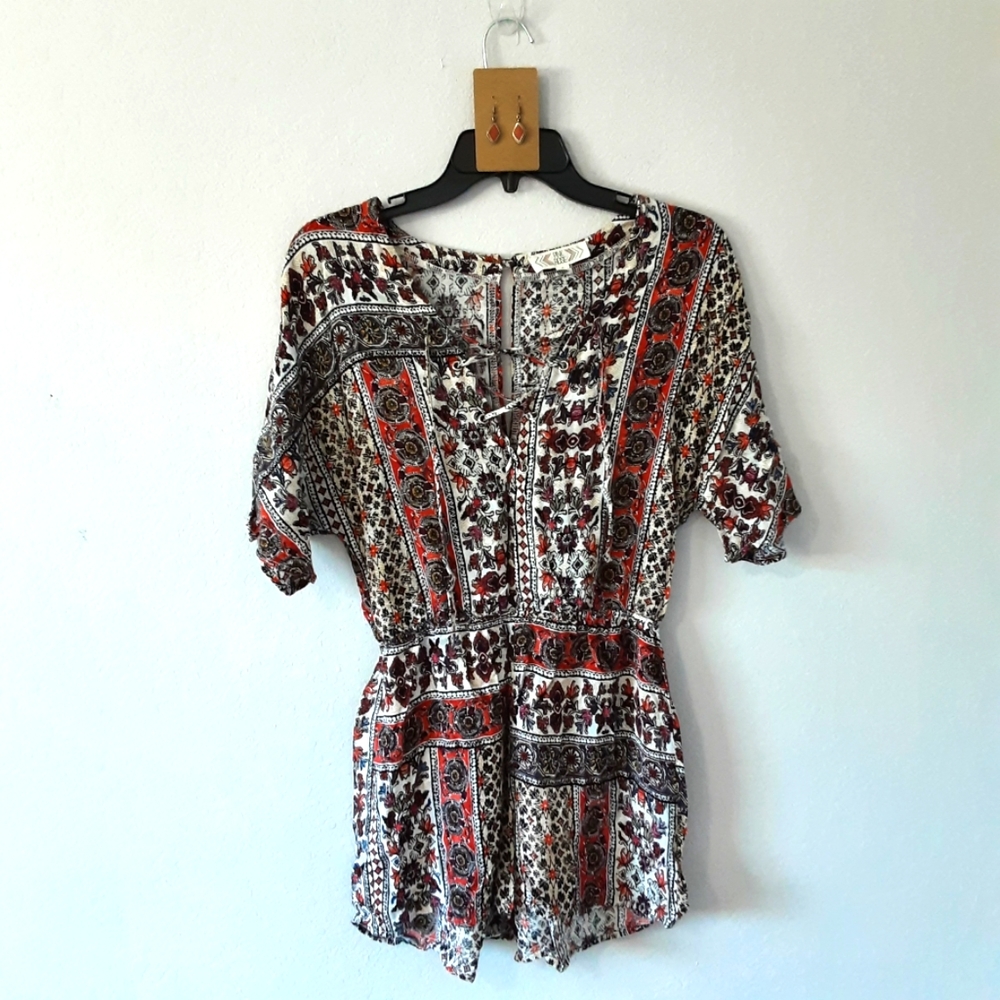 Pink Rose Woman's Multicolor Romper - Size Small - FREE EARRINGS